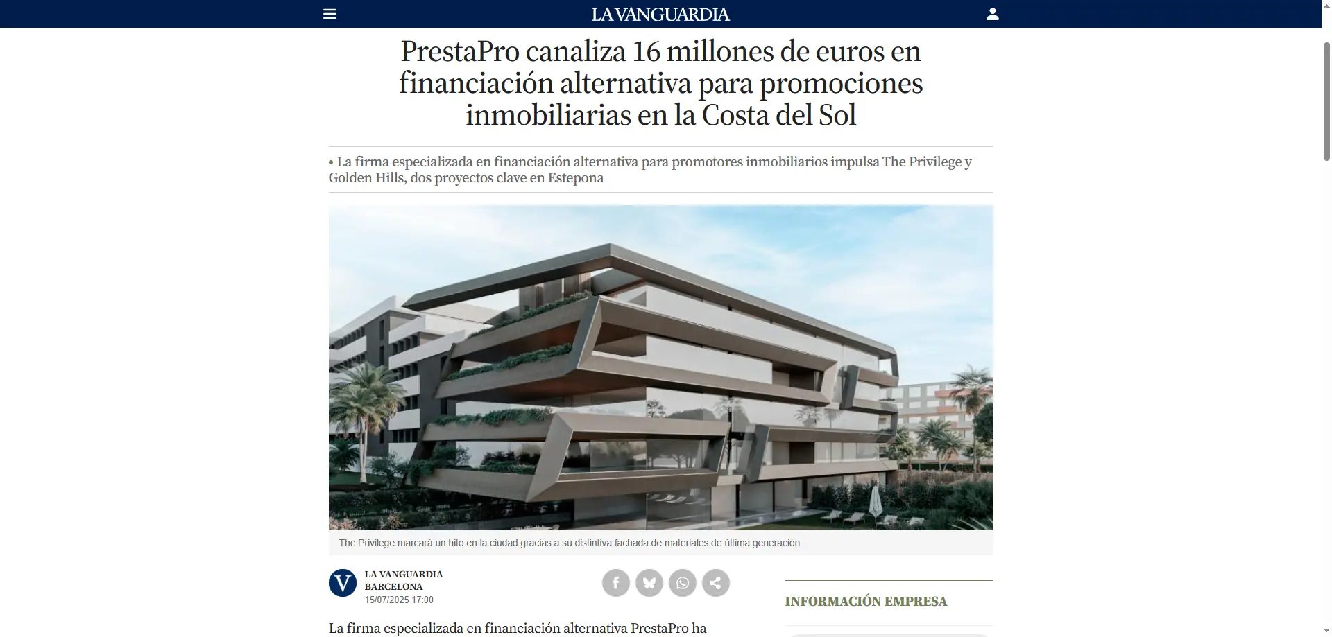 PrestaPro canaliza 16 millones de euros