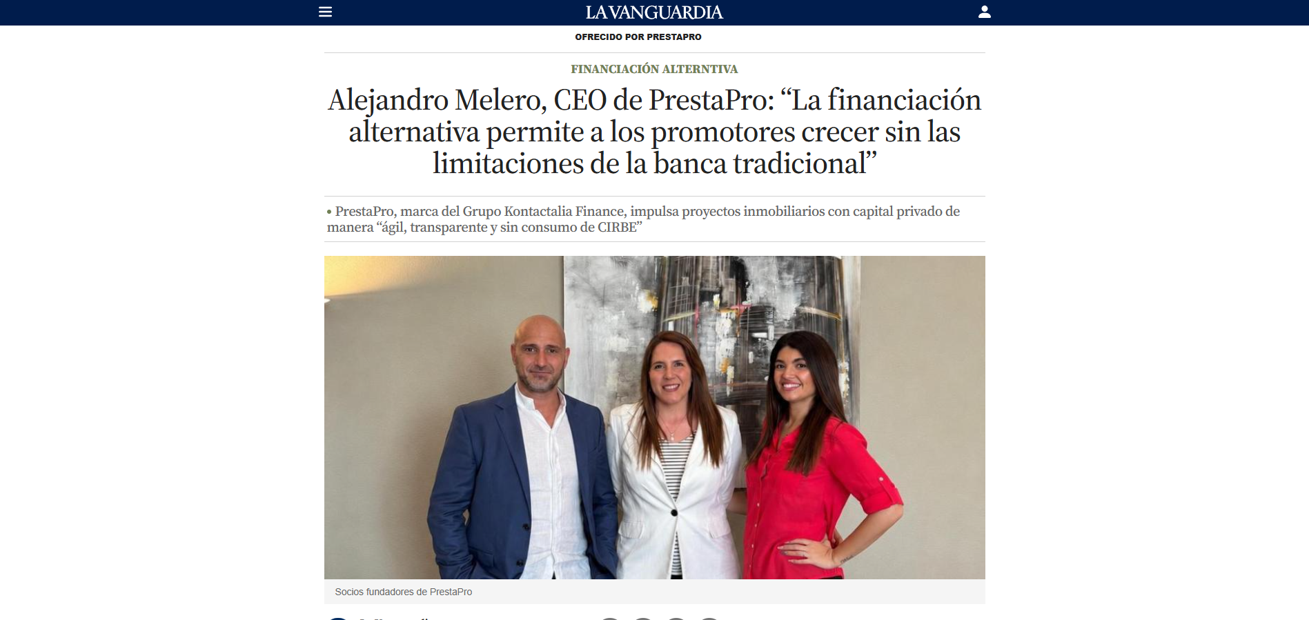 Alejandro Melero, CEO de PrestaPro, sobre financiación alternativa
