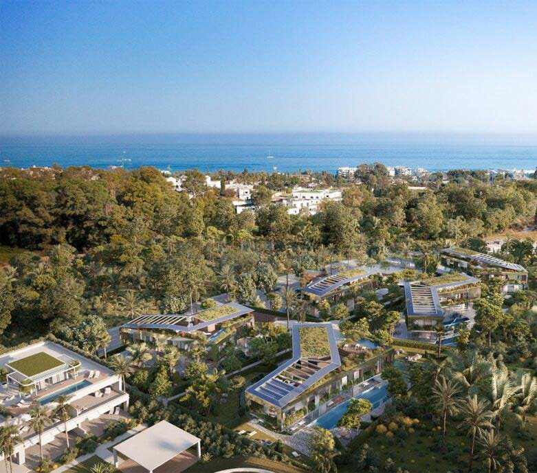 Vista aérea del emplazamiento junto a Puerto Banús, Marbella