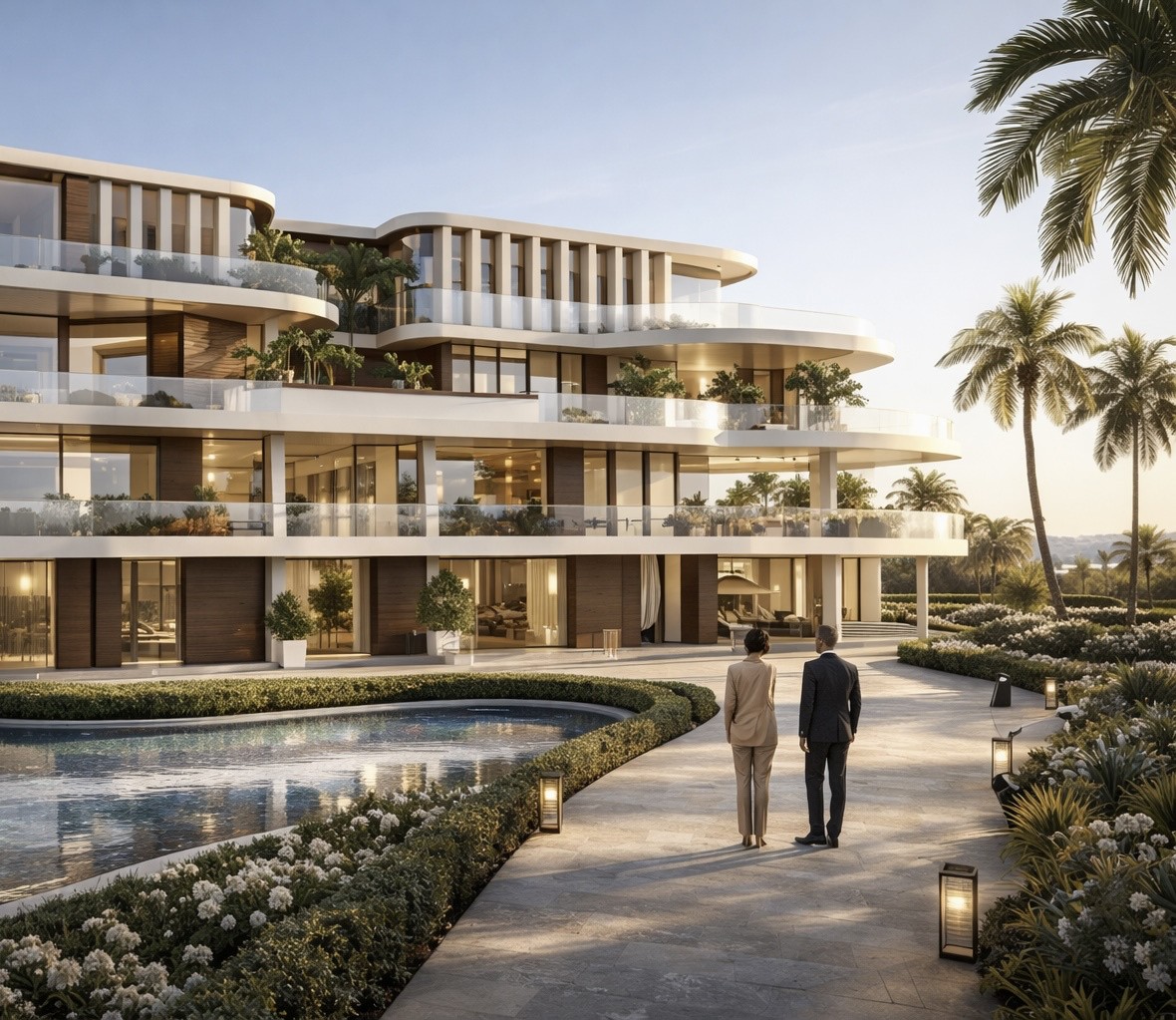 Paseo ajardinado del complejo residencial premium en Marbella