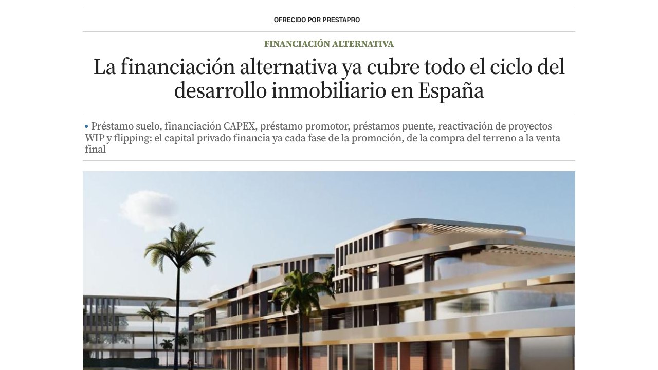 Alejandro Melero, CEO de PrestaPro, sobre financiación alternativa